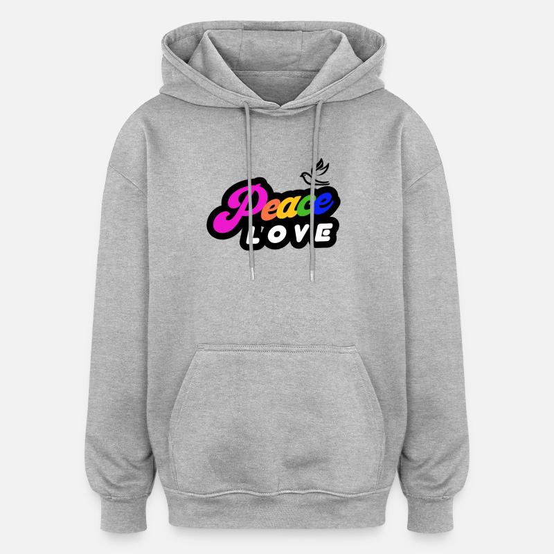 Peace Love Regenbogen Retro - Oversized Unisex Hoodie - Grau meliert