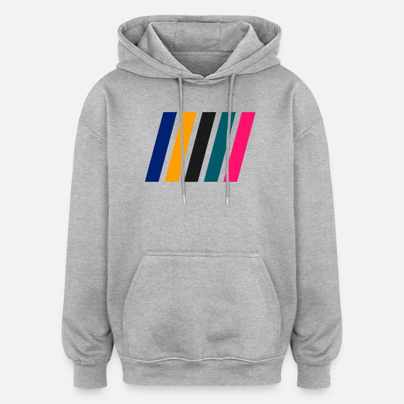 BANDES DE COULEUR I - Sweat à capuche oversize unisexe - gris chiné