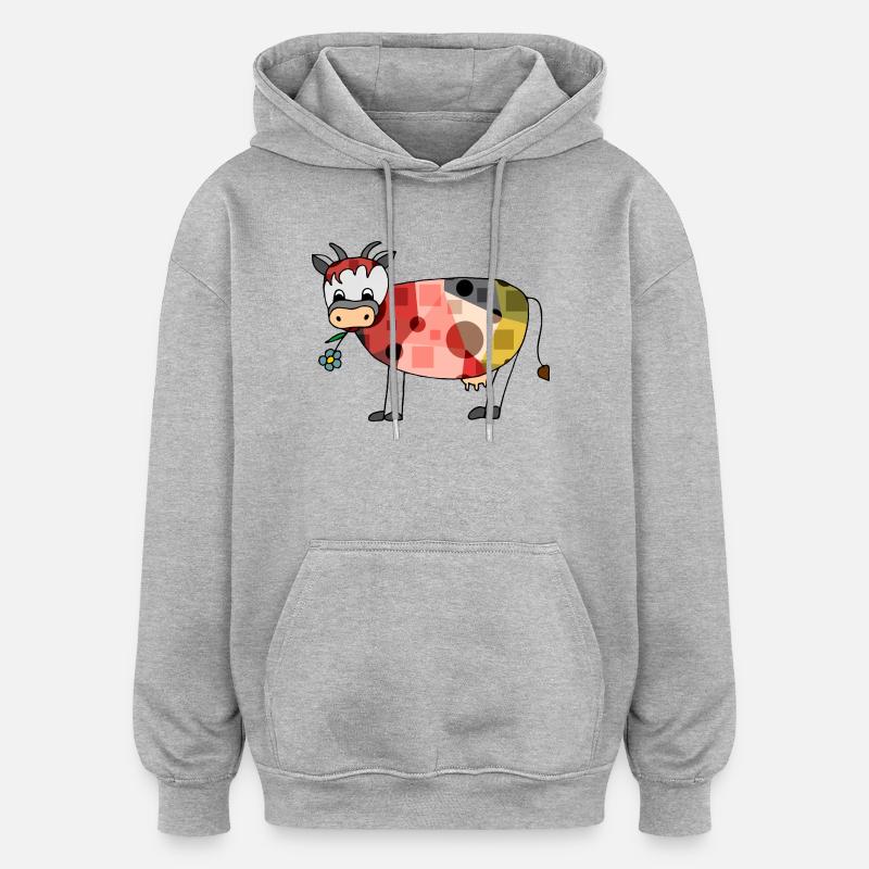 Ku - Oversized unisex-hettegenser - gråmelert