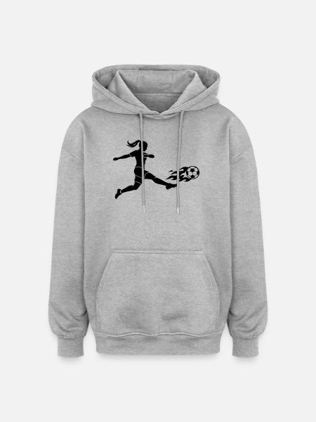 Fussballerin Fussball Silhouette - Oversized Unisex Hoodie - Grau meliert