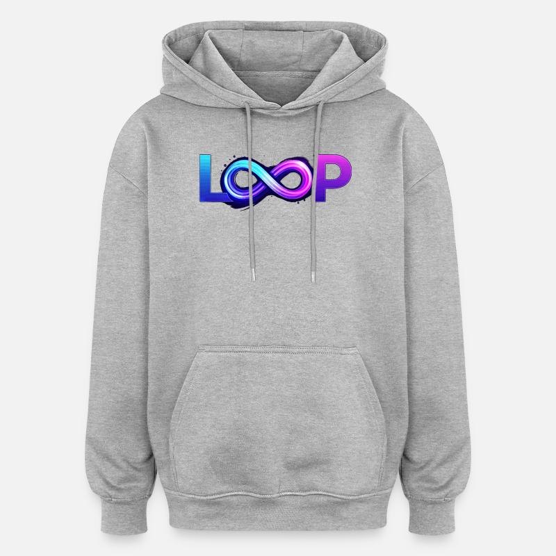 Neon Loop Unendlichkeit - Oversized Unisex Hoodie - Grau meliert