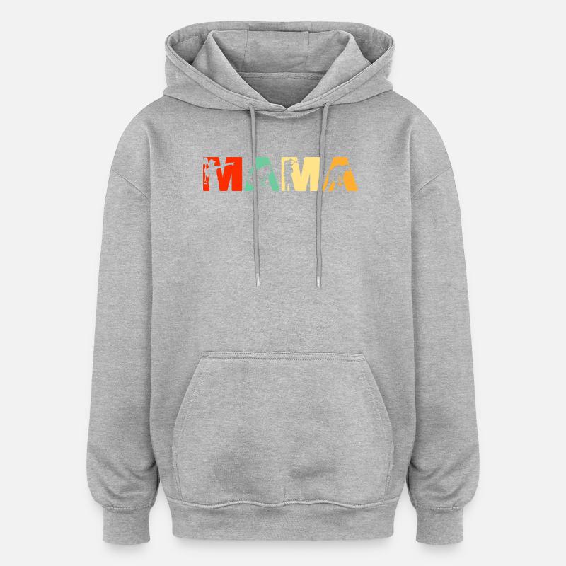 Paysage Mama Jardinage Silhouette rétro - Sweat à capuche oversize unisexe - gris chiné