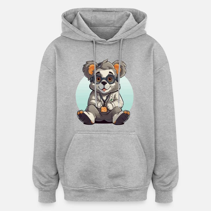Scientifique panda de Kawaii - Sweat à capuche oversize unisexe - gris chiné