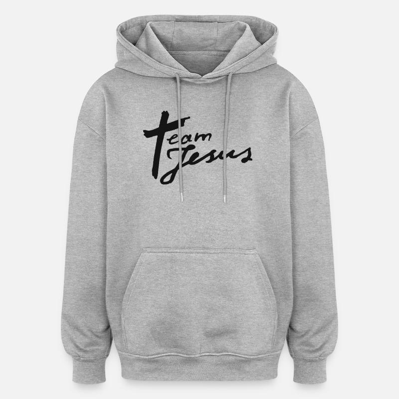 L’équipe Jésus - Sweat à capuche oversize unisexe - gris chiné