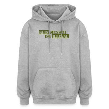 Personne n’est illégal - Migration - Illégalité - Sweat à capuche oversize unisexe - gris chiné - Devant - Noah (186cm)