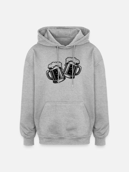 Bierglas Bier Anstossen - Oversized Unisex Hoodie - Grau meliert