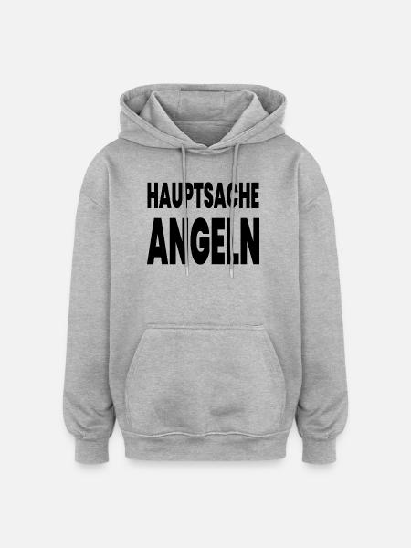 Angeln - Oversized Unisex Hoodie - Grau meliert