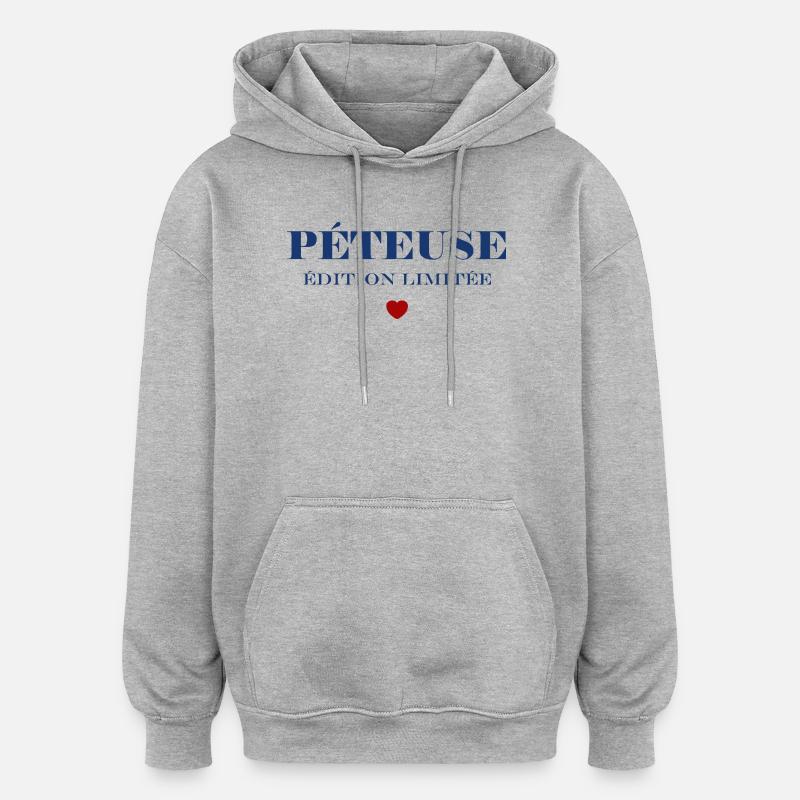 PÉTEUSE Édition Limitée Bleu - Sweat à capuche oversize unisexe - gris chiné