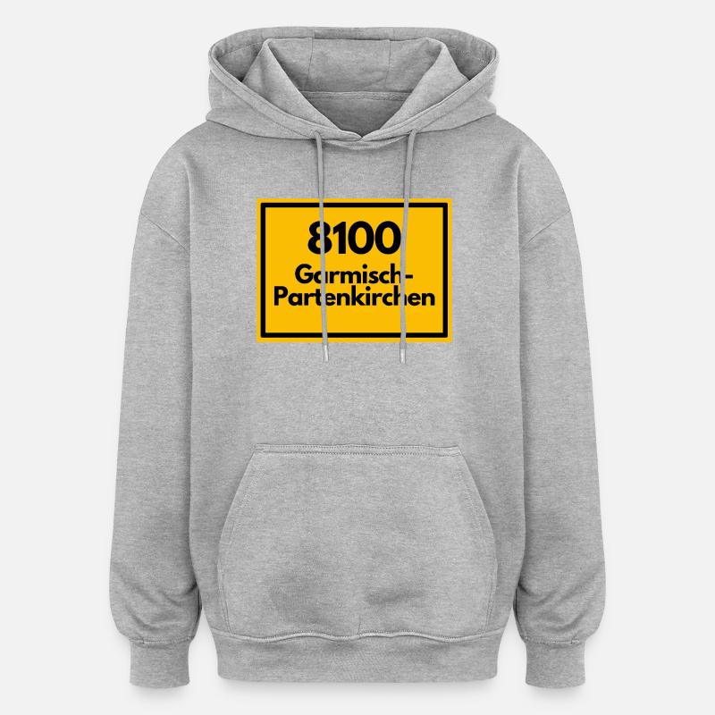 OLD POSTCODE POSTCODE 8100 GARMISCH-PARTENKIRCHEN - Oversized Unisex Hoodie - heather grey