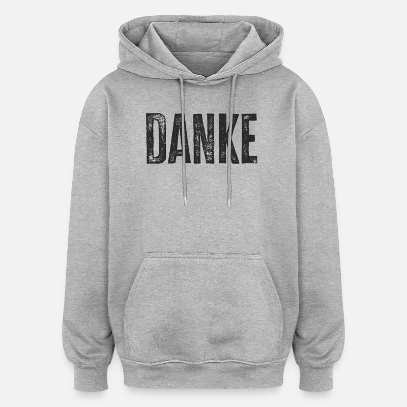 Danke Schriftzug – Minimalistisches Textdesign - Oversized Unisex Hoodie - Grau meliert