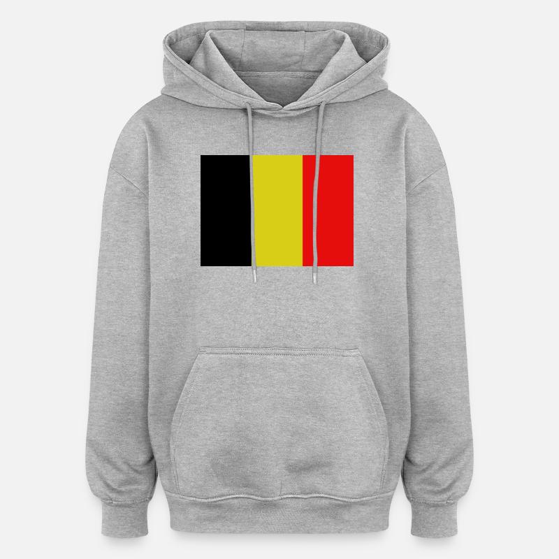 Drapeau belge - Sweat à capuche oversize unisexe - gris chiné