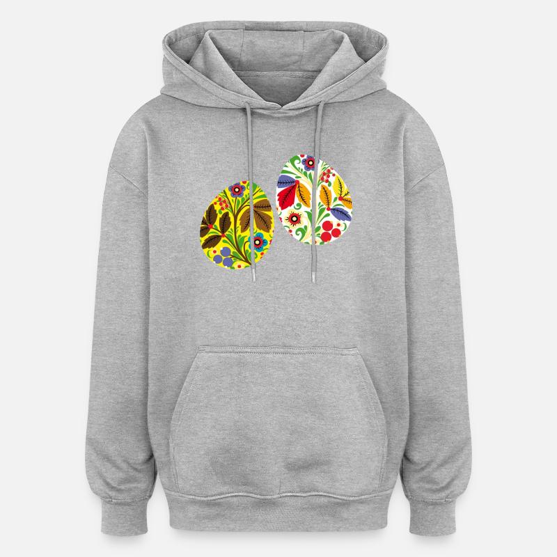 Œufs de Pâques - Sweat à capuche oversize unisexe - gris chiné