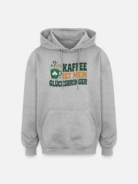 Kaffee ist mein Glücksbringer - Oversized Unisex Hoodie - Grau meliert