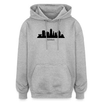 Miami Skyline - Sweat à capuche oversize unisexe - gris chiné - Devant - Noah (186cm)