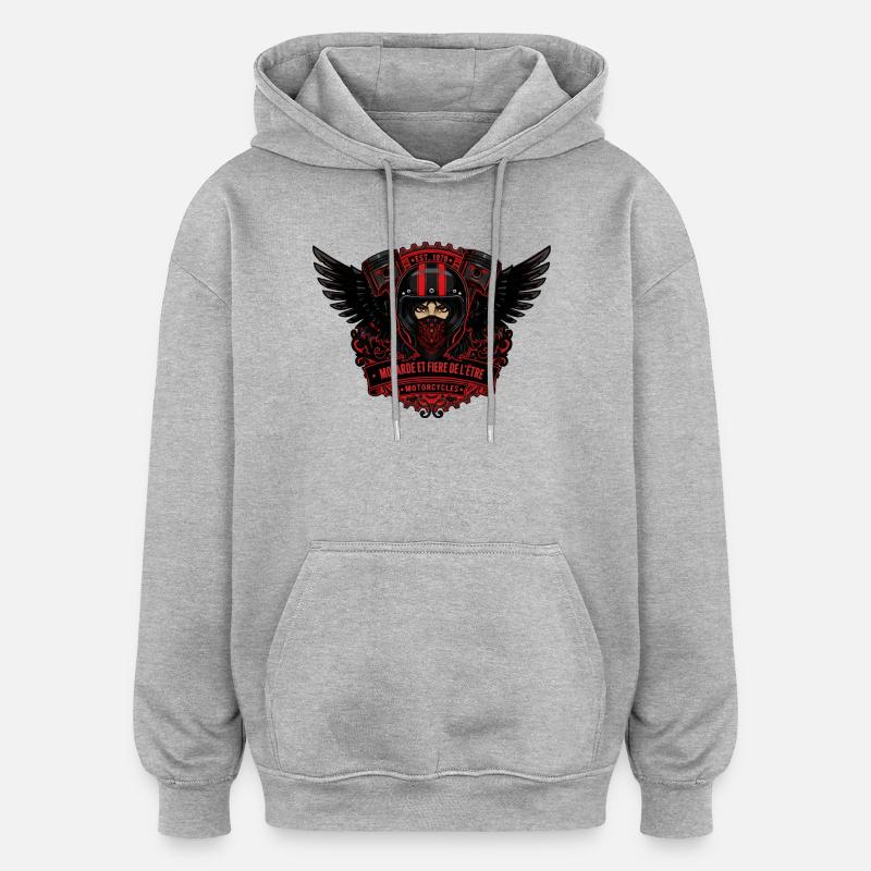 Motarde  - Sweat à capuche oversize unisexe - gris chiné