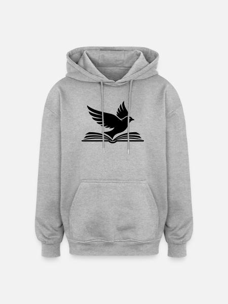 Book Bird Silhouette Black - Oversized Unisex Hoodie - heather grey