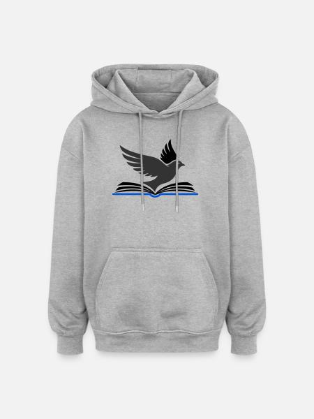 Bird flies out of book - Oversized Unisex Hoodie - heather grey