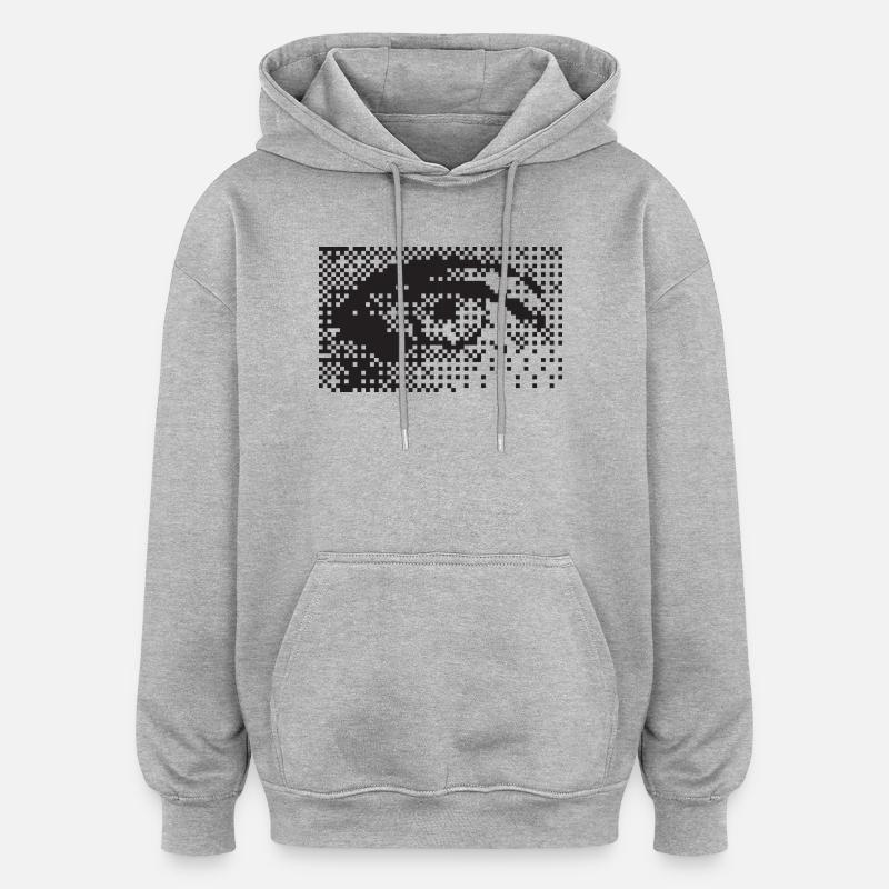 Midnight Pixel Eye Pattern - Oversized Unisex Hoodie - heather grey