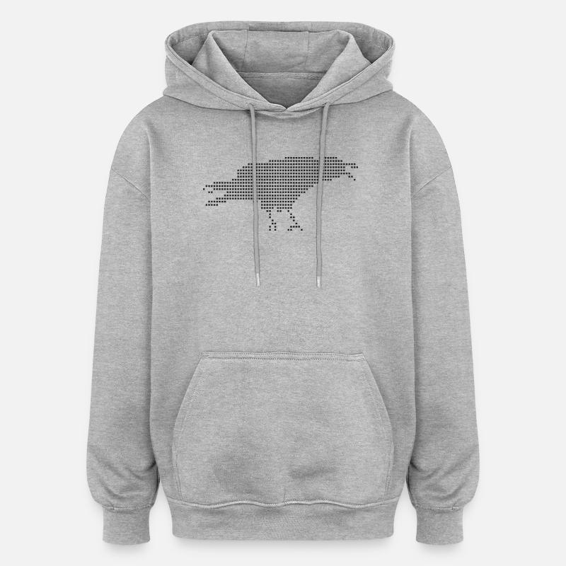 Ravn pikselprikk silhuett - Oversized unisex-hettegenser - gråmelert