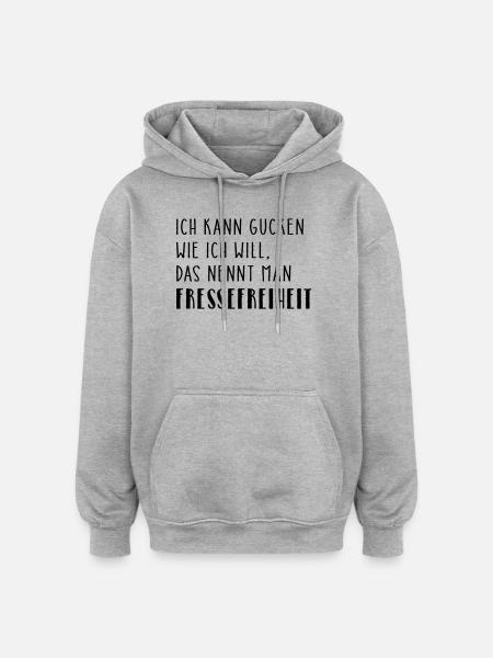 Fressefreiheit - Oversized Unisex Hoodie - Grau meliert