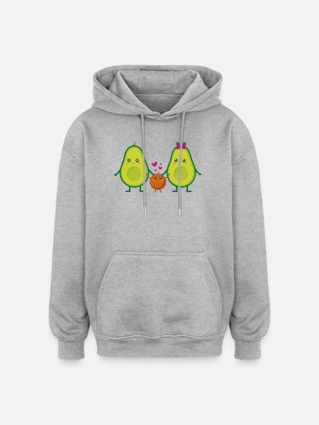 Familie Avocado - Oversized Unisex Hoodie - Grau meliert