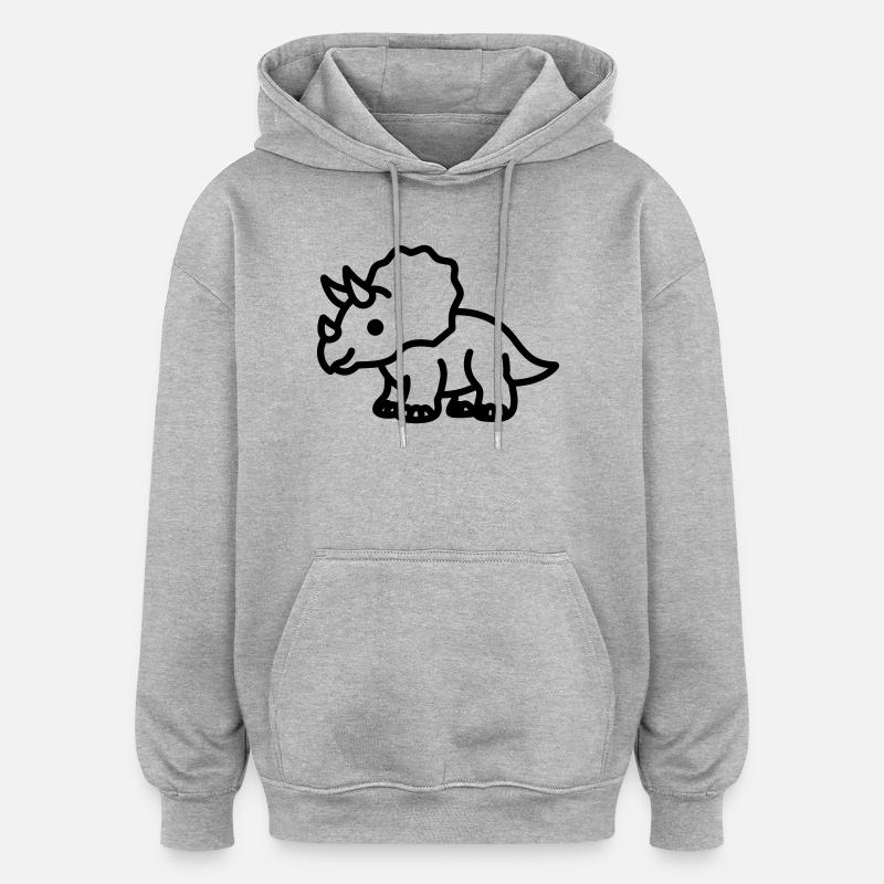triceratops - Sweat à capuche oversize unisexe - gris chiné