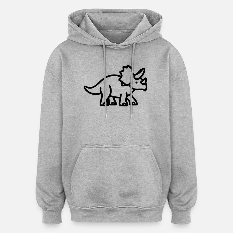triceratops - Sweat à capuche oversize unisexe - gris chiné