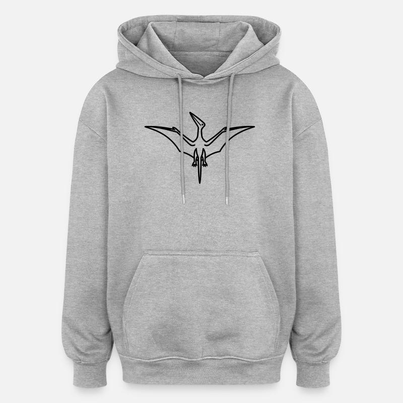 ptérodactyle - Sweat à capuche oversize unisexe - gris chiné