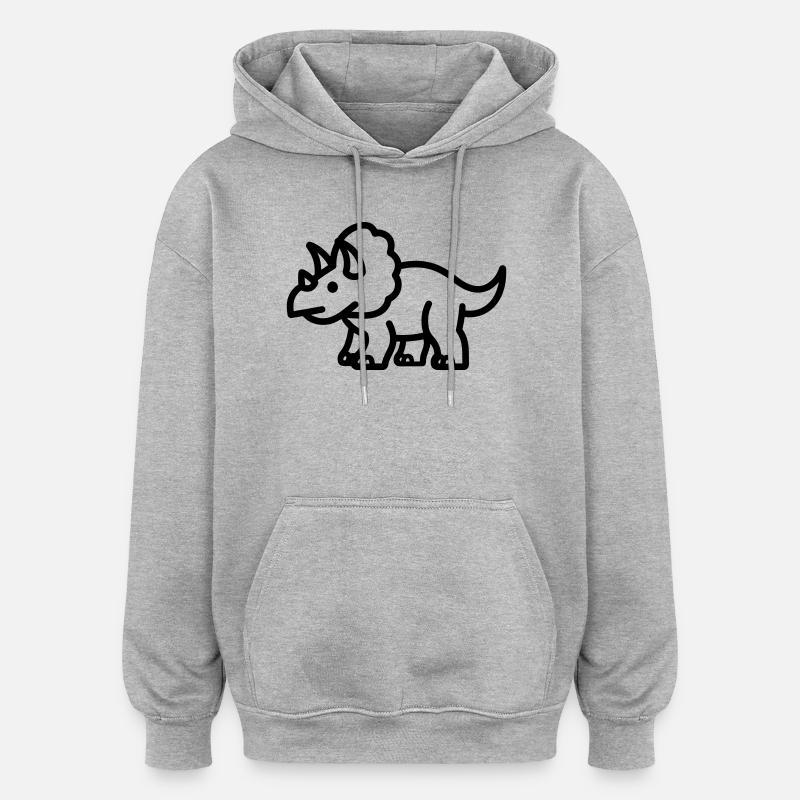 triceratops - Sweat à capuche oversize unisexe - gris chiné