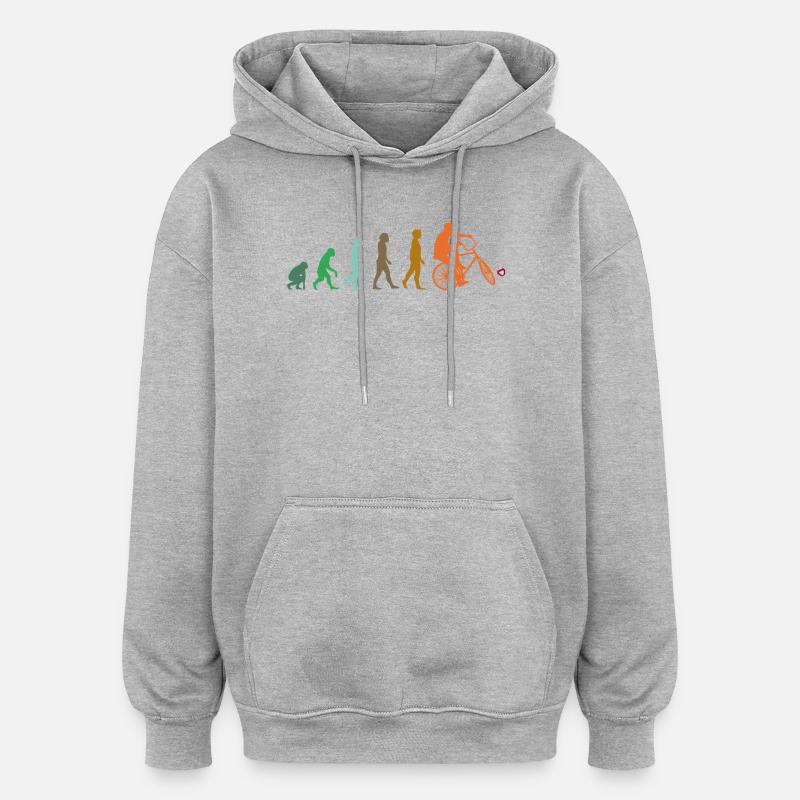 Cyclisme, Cyclball, Cyclisme en salle, Évolution - Sweat à capuche oversize unisexe - gris chiné