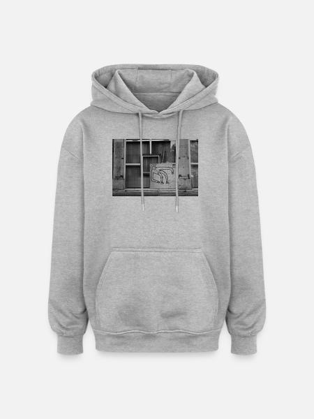 Minimalistische urbane Graffiti-Figur - Oversized Unisex Hoodie - Grau meliert