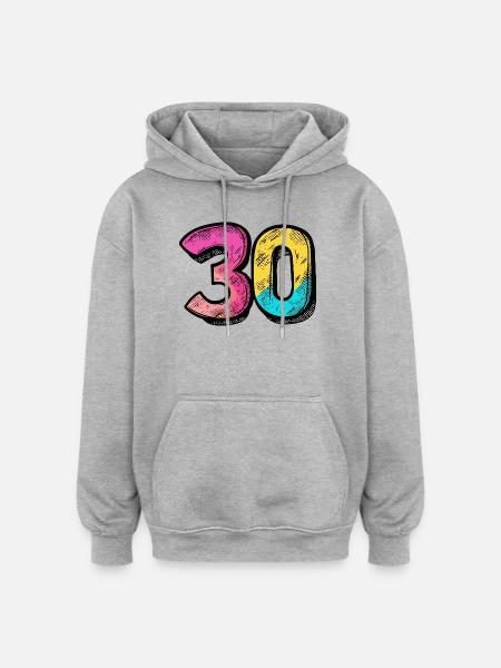 30 Zahl Bunt - Oversized Unisex Hoodie - Grau meliert