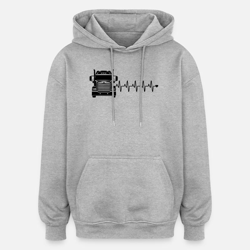 Cœur de Camion - Sweat à capuche oversize unisexe - gris chiné