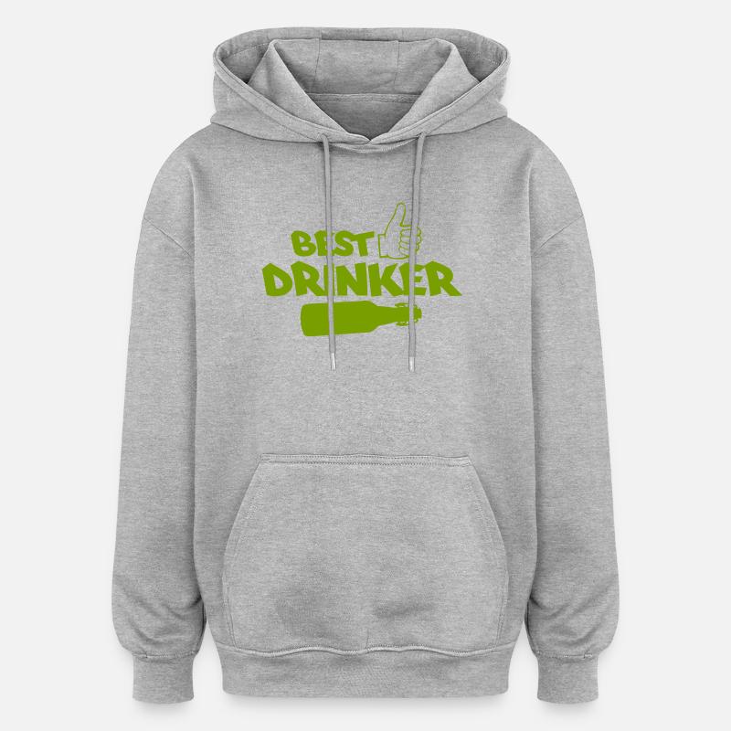 Best Drinker Logo mit Flasche - Oversized Unisex Hoodie - Grau meliert