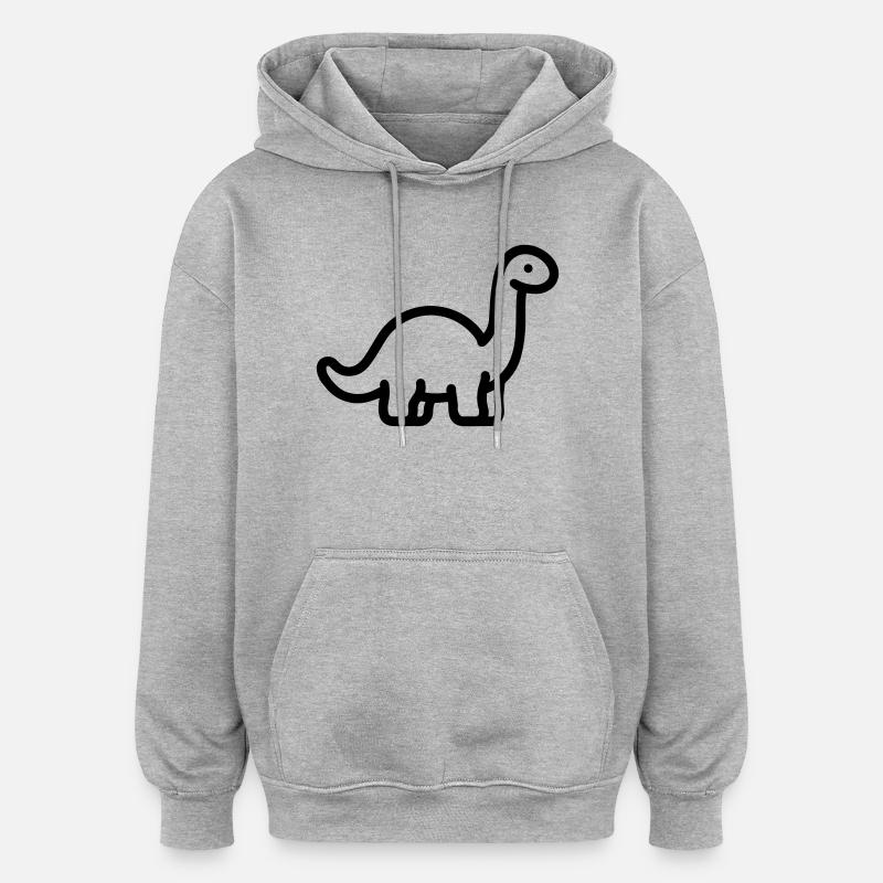 Brontosaure - Sweat à capuche oversize unisexe - gris chiné