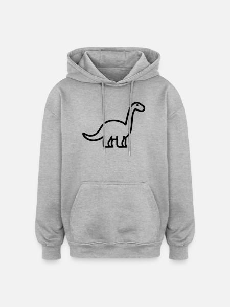 Brontosaure - Sweat à capuche oversize unisexe - gris chiné