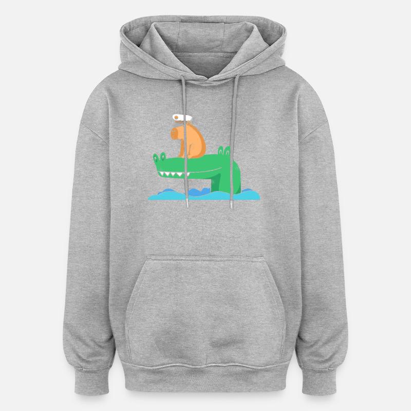 Capybara Capibara - Sweat à capuche oversize unisexe - gris chiné