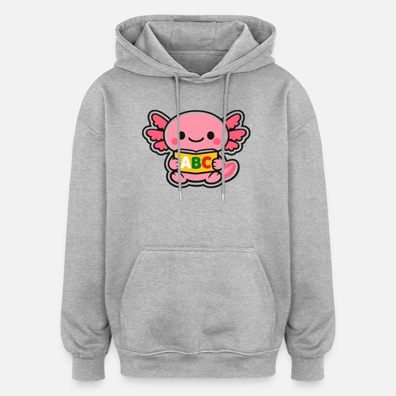 Axolotl ABC avec des ailes - Sweat à capuche oversize unisexe - gris chiné