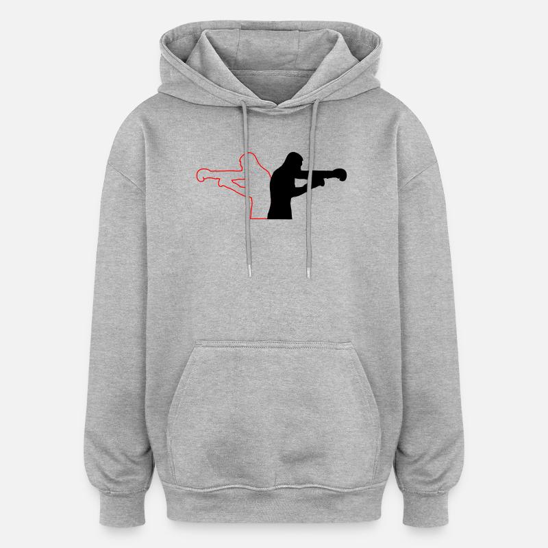 boxe - Sweat à capuche oversize unisexe - gris chiné