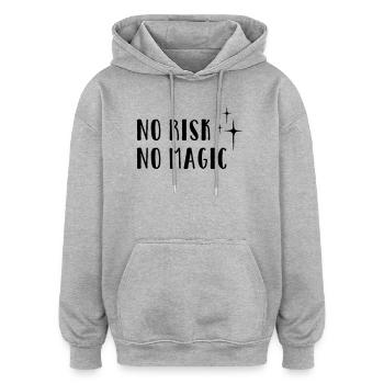 No Risk – No Magic - Oversized Unisex Hoodie - heather grey - Front - Noah (186cm)