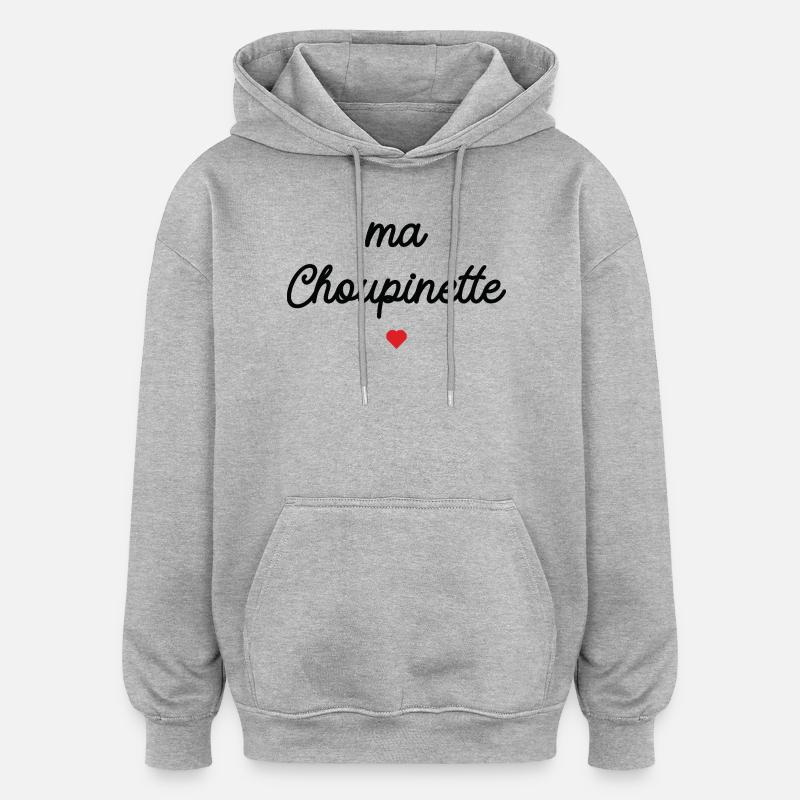 Ma Choupinette Coeur - Sweat à capuche oversize unisexe - gris chiné