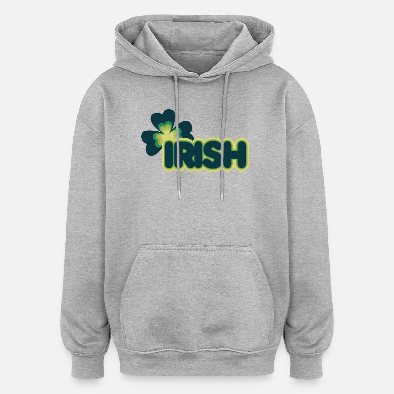 Rétro Shamrock Glow - Sweat à capuche oversize unisexe - gris chiné