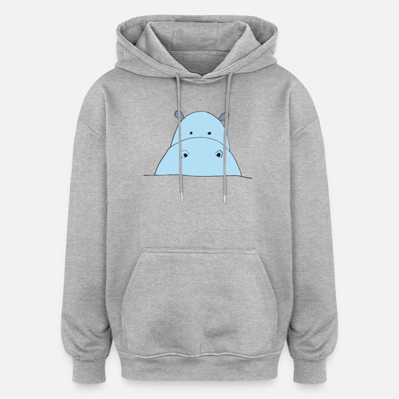 Hippopotame bleu Attirant l’œil - Sweat à capuche oversize unisexe - gris chiné