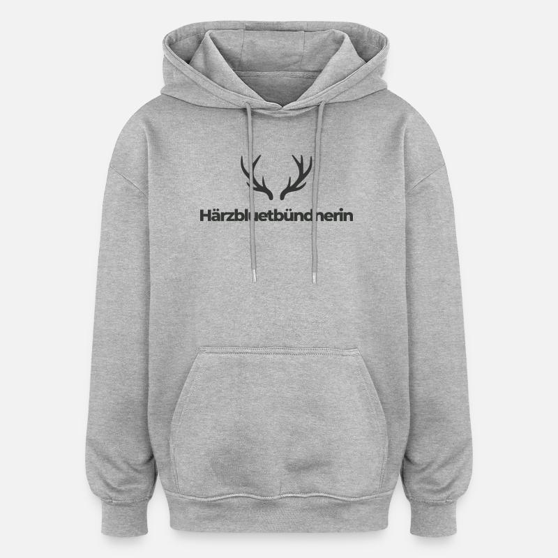 Härzbluetgraubünden - Sweat à capuche oversize unisexe - gris chiné