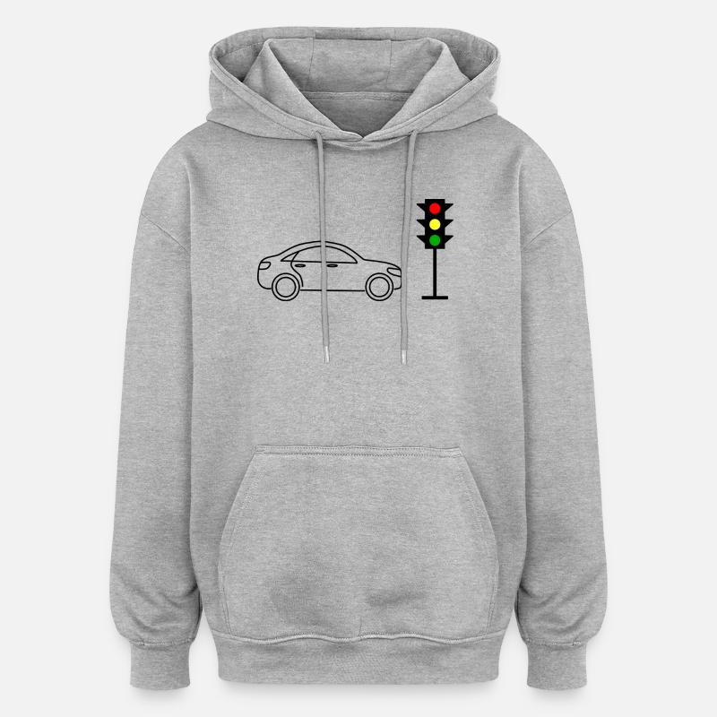 Feux de circulation avec voitures - Sweat à capuche oversize unisexe - gris chiné