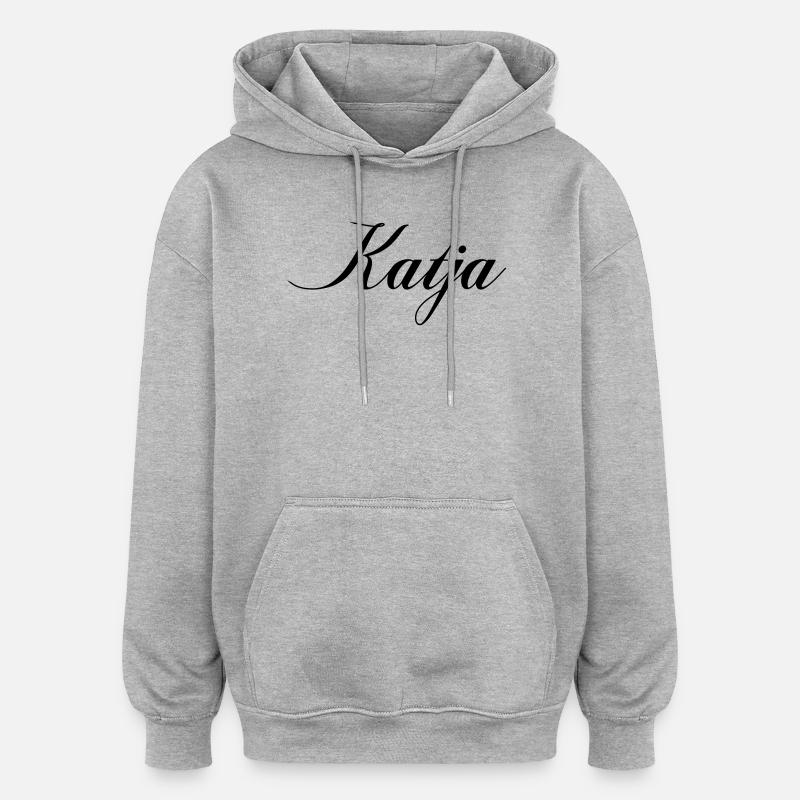 Nom Katja - Sweat à capuche oversize unisexe - gris chiné