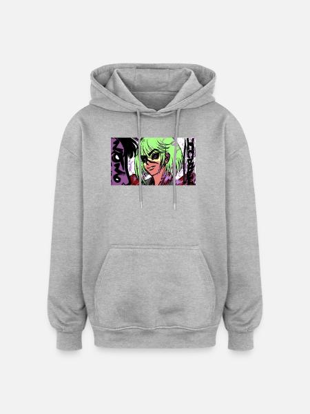 Geist des Feuerpferdes - Oversized Unisex Hoodie - Grau meliert