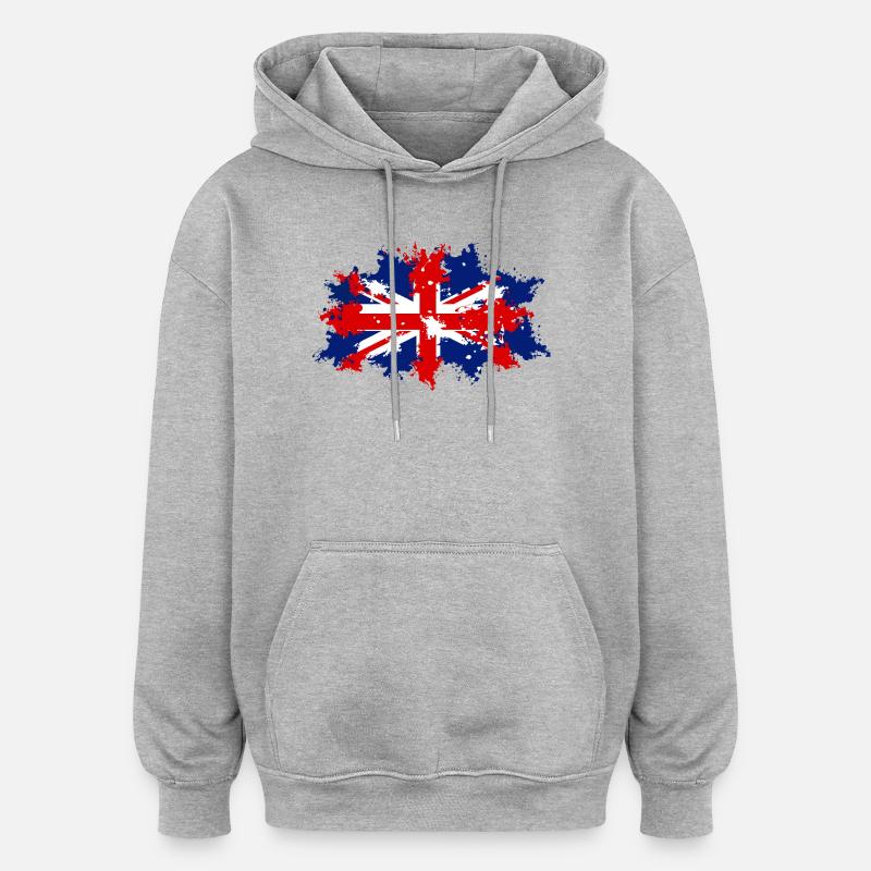 Éclaboussure du drapeau britannique - Sweat à capuche oversize unisexe - gris chiné
