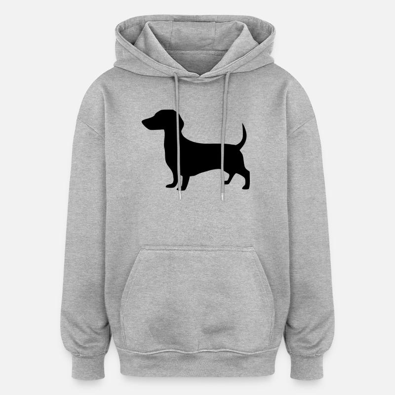 Dachshund Chien Cadeau Amant du teckel - Sweat à capuche oversize unisexe - gris chiné