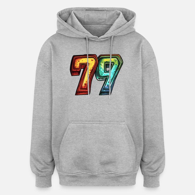 79 Number Colorful - Oversized luvtröja unisex - gråmelerad